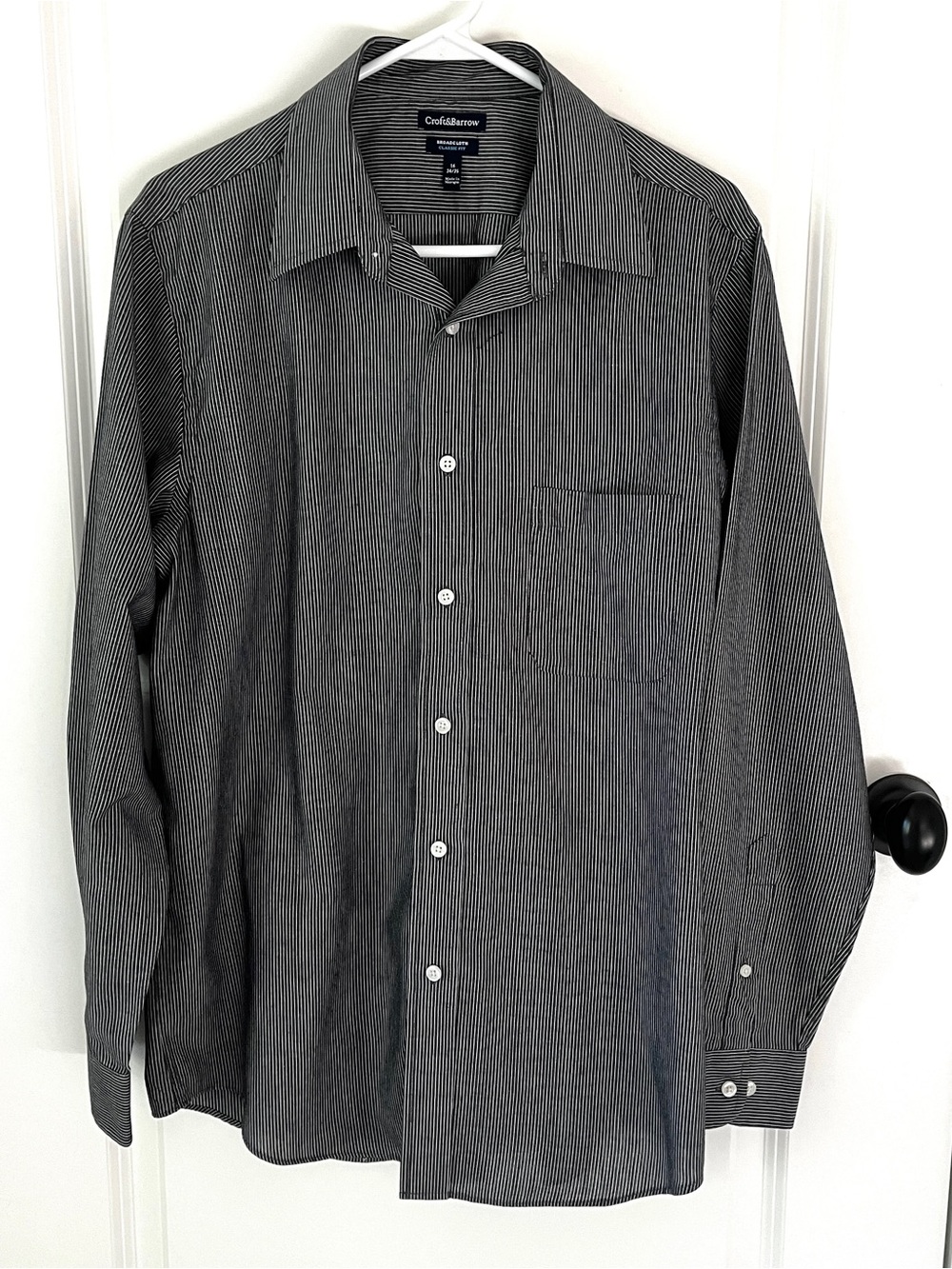 Croft & Barrow Classic Fit Dress Shirt Gray Stripe 16 34/35